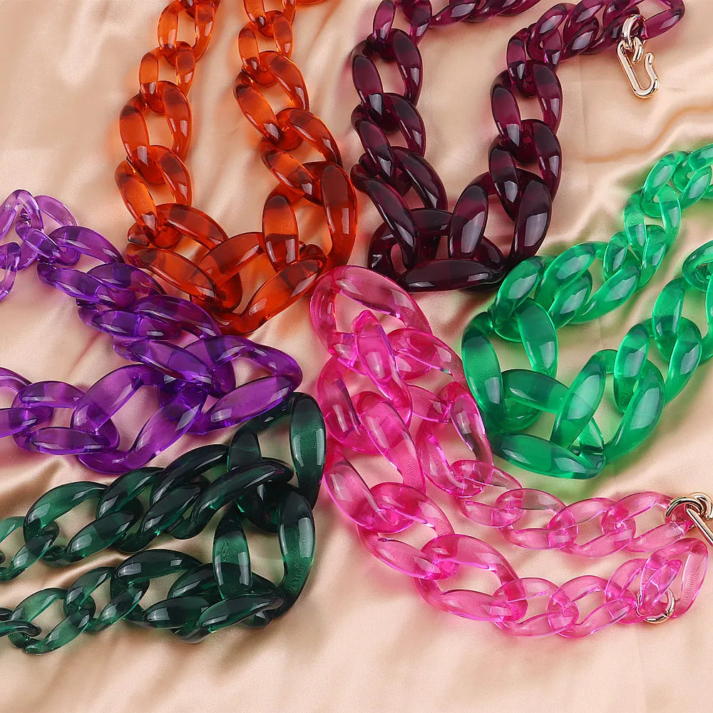 Vintage Acrylic Big Choker Necklace for Women Statement Chain Pendant