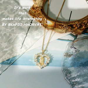 Virgin Hollow Heart Accessories Necklace Women Zircon Necklace
