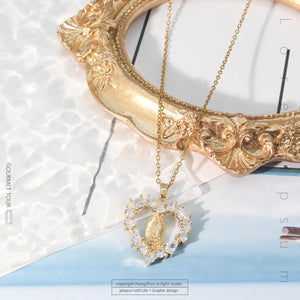Virgin Hollow Heart Accessories Necklace Women Zircon Necklace