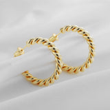 925 Sterling Silver Chunky Hoops Earrings Medium Braided Jewelry