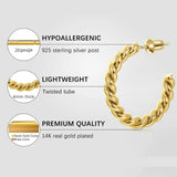925 Sterling Silver Chunky Hoops Earrings Medium Braided Jewelry