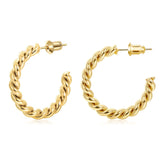 925 Sterling Silver Chunky Hoops Earrings Medium Braided Jewelry