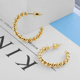 925 Sterling Silver Chunky Hoops Earrings Medium Braided Jewelry
