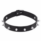 Metal Spike Choker Goth Leather Punk Necklace