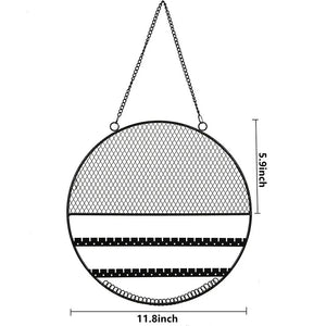 Round Grid Jewelry Display Stand Metal Shelf Ear Stud Necklace Ring Holder