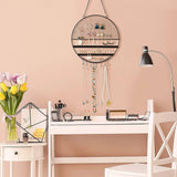 Round Grid Jewelry Display Stand Metal Shelf Ear Stud Necklace Ring Holder