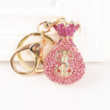 Pink Crystal Rhinestone Charm Handbag Key Ring Chain Creative Birthday Gift