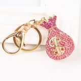 Pink Crystal Rhinestone Charm Handbag Key Ring Chain Creative Birthday Gift