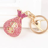 Pink Crystal Rhinestone Charm Handbag Key Ring Chain Creative Birthday Gift