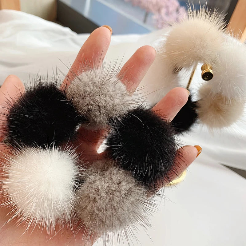 Soft Mink Fur Elastic Hair Band Scrunchie for Women Girls