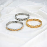 Stainless Steel Golden Bracelet Watch Chain Style for Men Women
