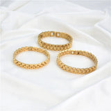 Stainless Steel Golden Bracelet Watch Chain Style for Men Women