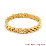 Stainless Steel Golden Bracelet Watch Chain Style for Men Women