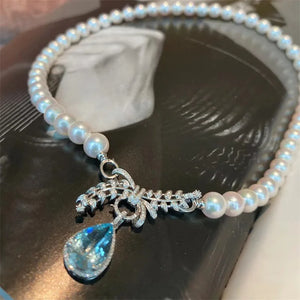 Water Drop Pendant Necklace for Women 925 Silver Choker