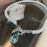 Water Drop Pendant Necklace for Women 925 Silver Choker