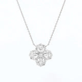 Water Drop Silver Plate Necklace Clover Zircon Clavicle Chain