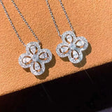 Water Drop Silver Plate Necklace Clover Zircon Clavicle Chain