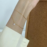 Waterproof Stainless Steel Snake Chain CZ Charm Bracelet