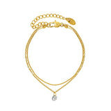 Waterproof Stainless Steel Snake Chain CZ Charm Bracelet
