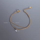 Waterproof Stainless Steel Snake Chain Bracelet with CZ Charm for Women