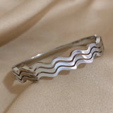 Waterproof Wave Bangles Stainless Steel Bracelets 18K Plated