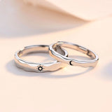 Wave Pattern Sun Moon Couples Ring 925 Silver Plated Valentine Gift