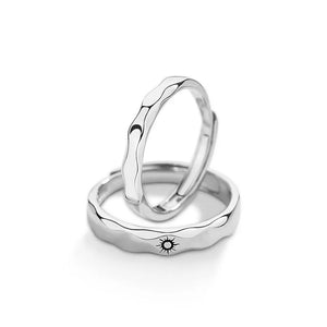 Wave Pattern Sun Moon Couples Ring 925 Silver Plated Valentine Gift