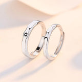 Wave Pattern Sun Moon Couples Ring 925 Silver Plated Valentine Gift