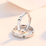 Wave Pattern Sun Moon Couples Ring 925 Silver Plated Valentine Gift