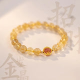 Rutilated Quartz Strawberry Crystal Bracelet