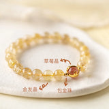 Rutilated Quartz Strawberry Crystal Bracelet