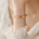 Rutilated Quartz Strawberry Crystal Bracelet