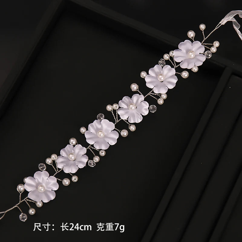 Pearl Head Band Silver Bride Flower Hair Accessories