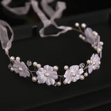 Pearl Head Band Silver Bride Flower Hair Accessories