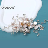 Bridal Pearl Hair Comb Floral Headdress Crown Charm Jewelry