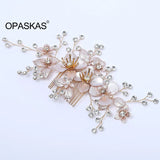 Bridal Pearl Hair Comb Floral Headdress Crown Charm Jewelry