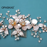 Bridal Pearl Hair Comb Floral Headdress Crown Charm Jewelry