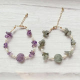 Freshwater Pearl Strand Bracelet with Amethyst Crystal Charm