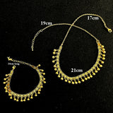 Tassel Necklace Earring Set Copper Beads Plated Bracelet