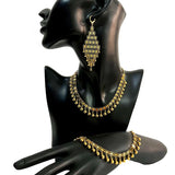 Tassel Necklace Earring Set Copper Beads Plated Bracelet