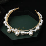 Bridal Rhinestone Headband Pearl Headdress Tiara Hair Jewelry