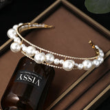 Bridal Rhinestone Headband Pearl Headdress Tiara Hair Jewelry