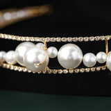 Bridal Rhinestone Headband Pearl Headdress Tiara Hair Jewelry