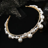 Bridal Rhinestone Headband Pearl Headdress Tiara Hair Jewelry