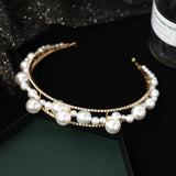 Bridal Rhinestone Headband Pearl Headdress Tiara Hair Jewelry