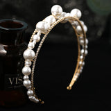 Bridal Rhinestone Headband Pearl Headdress Tiara Hair Jewelry