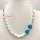 6MM Shell Pearl 14MM Jades Heart Necklace