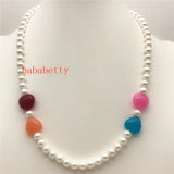 6MM Shell Pearl 14MM Jades Heart Necklace