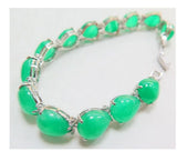 Alloy Green Oval Jadeite Bead Women's Bracelet