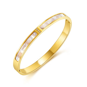 Zircon Shell Inlaid Bracelet Titanium Steel Rose Plated Big Jewelry